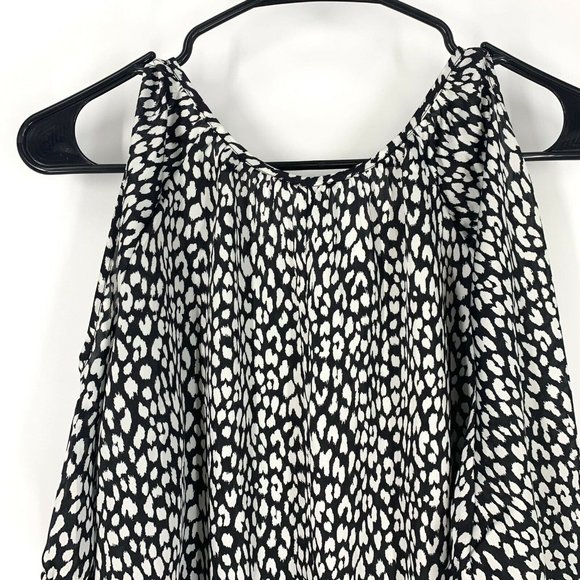 Express Black White Printed Slit Sleeve Blouse - Picture 7 of 8